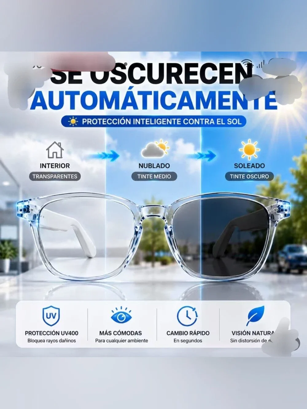 Smart Translation Glasses - Black, Bluetooth, IA
